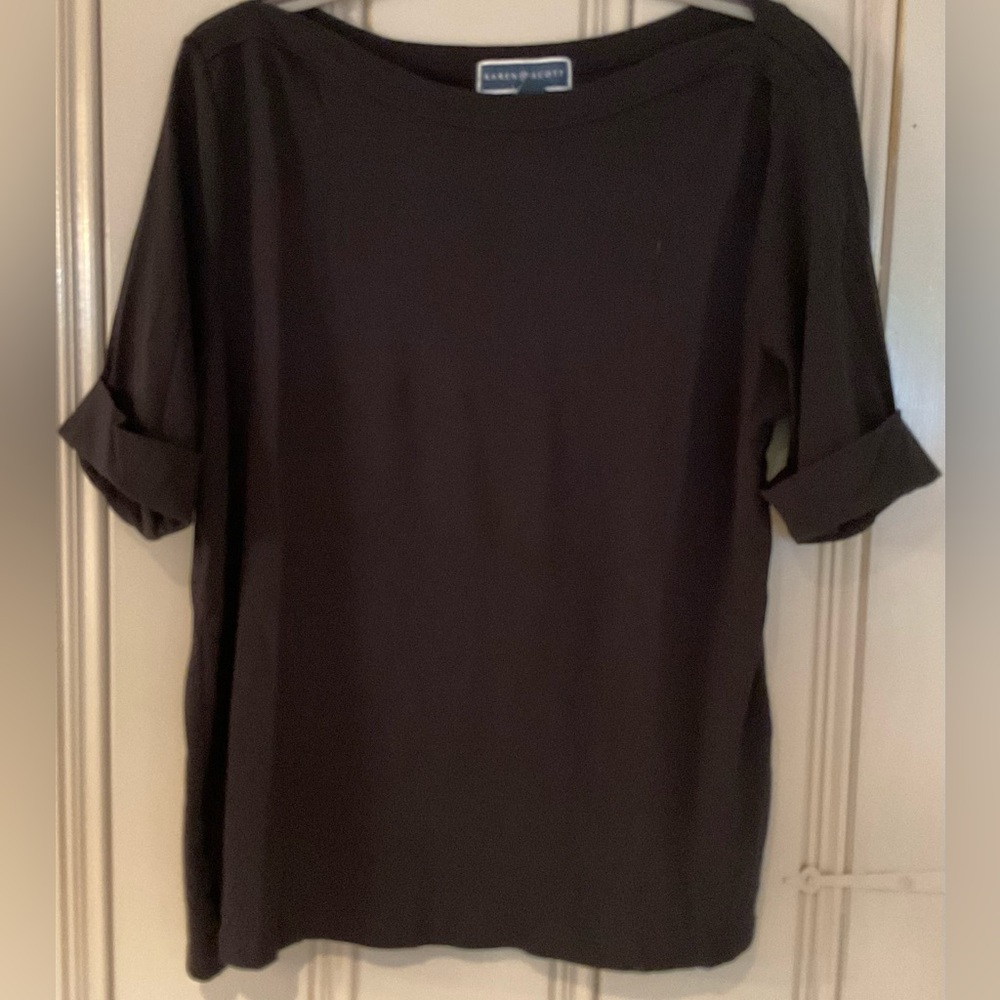 Karen Scott Women's Short Sleeve Black Tee